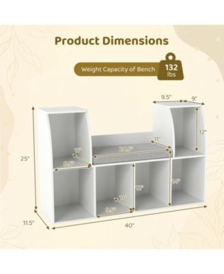 40 in Kids Bookshelf with Reading Nook and Six Open Cubes