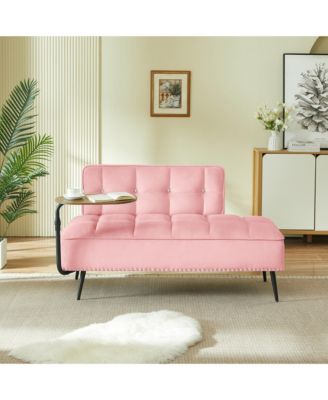 54" Velvet Upholstered Loveseat - 2-Seater Sofa with Rotating Side Table and Memory Foam for Living Room and Bedroom