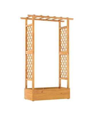 70 in Wooden Raised Garden Bed with Lattice Trellis