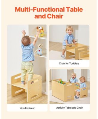 Montessori Weaning Table and Chair Set, Adjustable Height, Wooden for Toddler