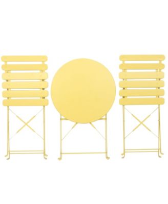 3 Pieces Patio Bistro Balcony Metail Chair Table Set