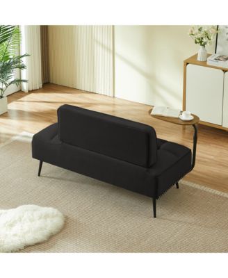 54-Inch Velvet 2-Seater Loveseat Sofa with Swivel Side Table