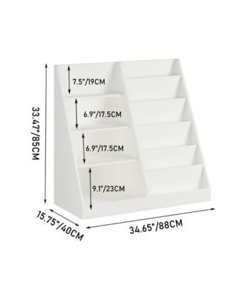 Kids Bookshelf and Toy Storage Organizer - 4 Tier Wooden Bookcase Display Stand for Nursery, Playroom and Classroom