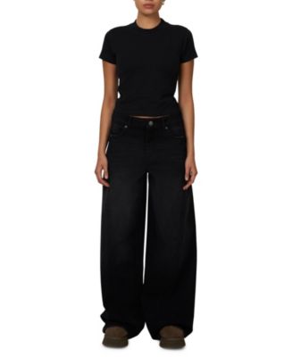 Women's Baggy Vintage Wash Seam Denim Jeans