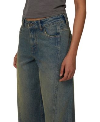 Women's Baggy Vintage Wash Seam Denim Jeans