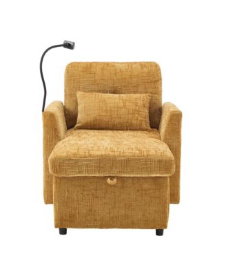 Chenille Lazy Sofa Recliner Chair with Storage, Phone Holder and Side Pockets, Leisure Lounge Chair for Living Room and Bedroom