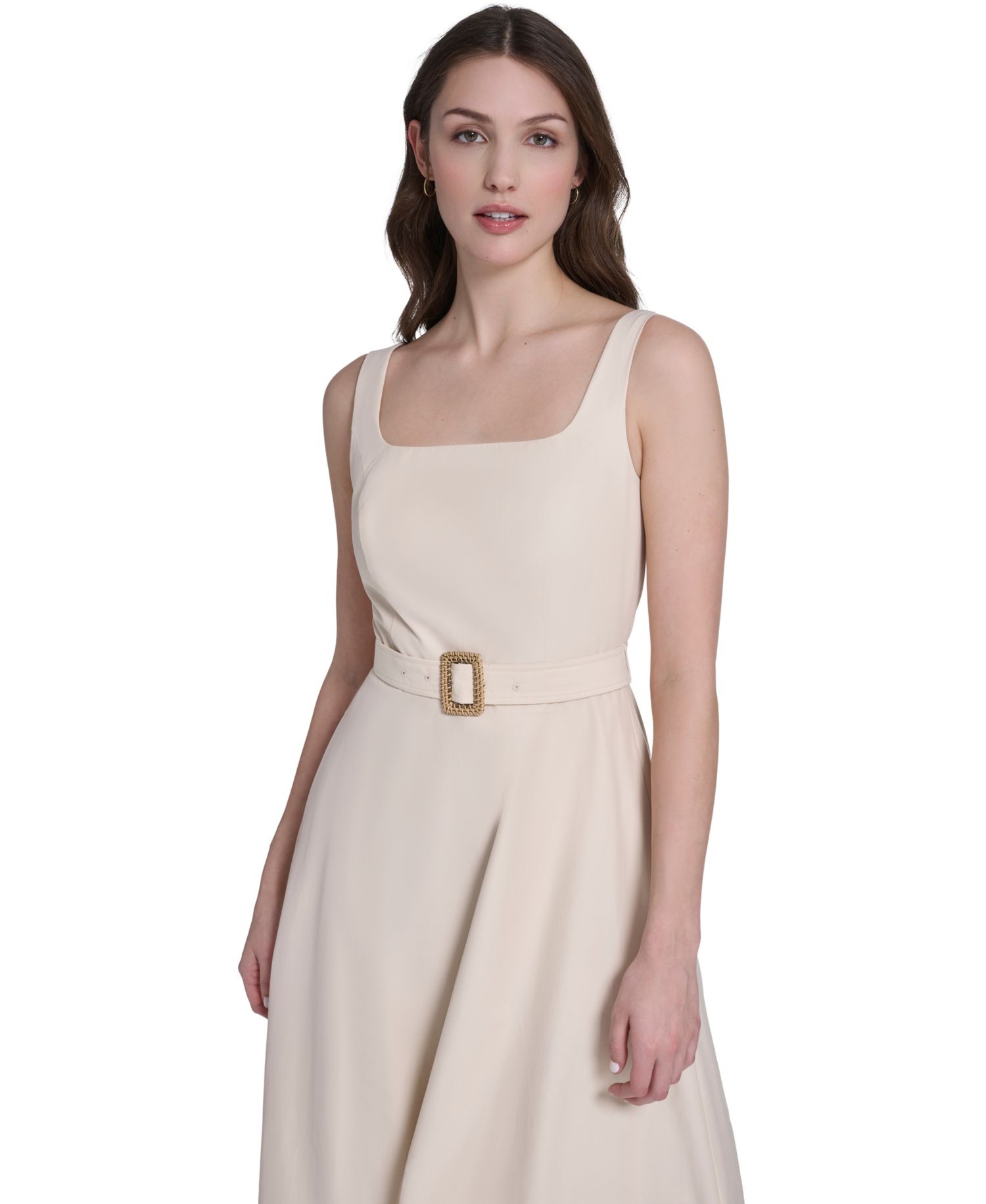 Petite Square Neck Fit & Flare Midi Dress