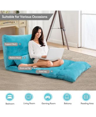 Floor Sofa Bed 6-Position Adjustable Sleeper Lounge Couch with 2 Pillows