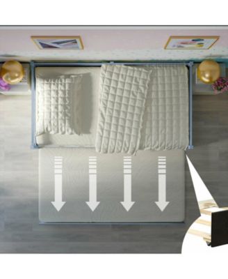 Twin Size Trundle Platform Bed Frame with Wooden Slat Support