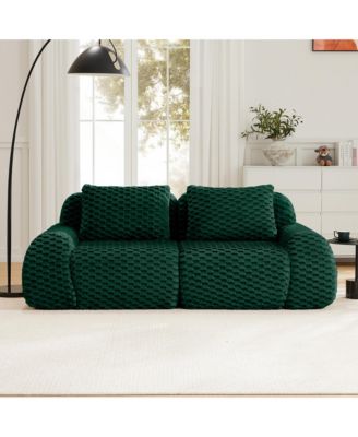 Oversized 2-Seat Modular Sectional Sofa, 82 Inch Flannelette Fabric Couch with Deep Seating for Home Living Room