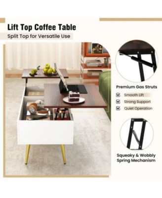 47 in Split Lift-Top Coffee Table with Hidden Compartments