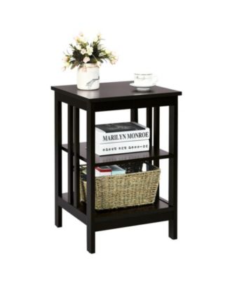 16 in 3-Tier Nightstand Side Table with Baffles and Round Corners