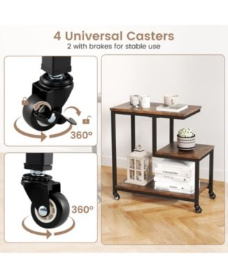 G-Shaped 3-Tier Mobile End Table with Locking Casters, 23 x 12 in