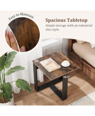 20 in Industrial Square End Table with T-Shaped Metal Base