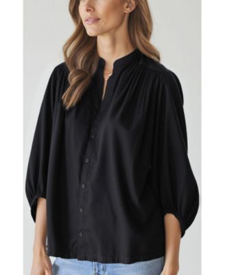 Women's Ocean+Main Cotton Poplin Peasant Top