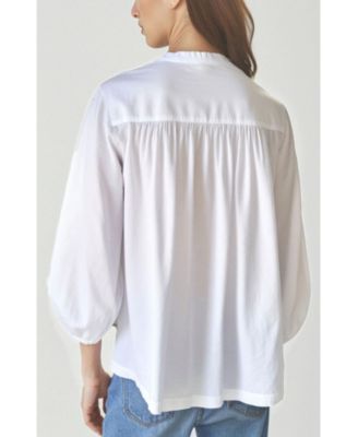 Women's Ocean+Main Cotton Poplin Peasant Top
