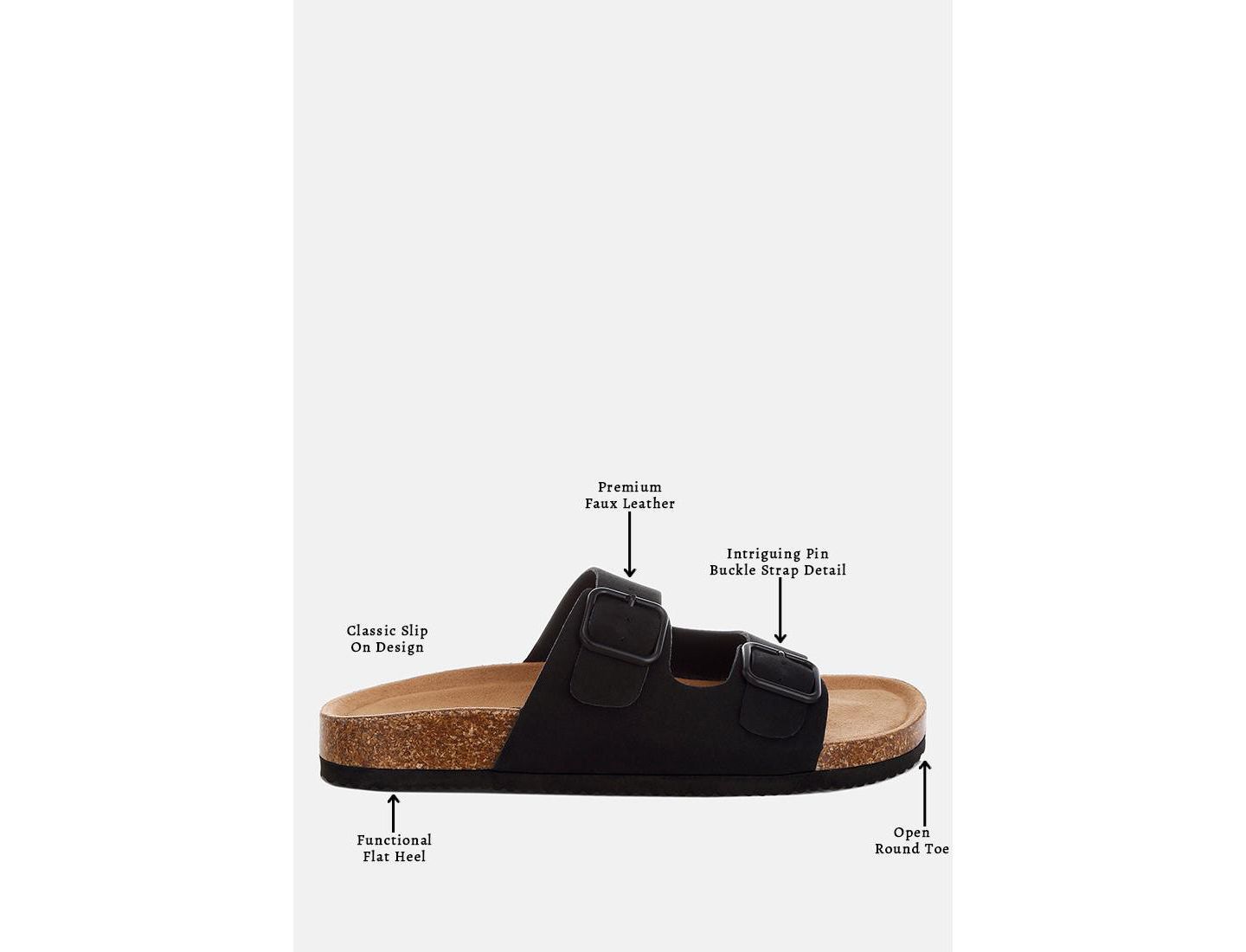 Женские сандалии London Rag Gloriosa The Double Strap Slide, цвет: Чёрный нубуковая искусственная кожа — фото 5