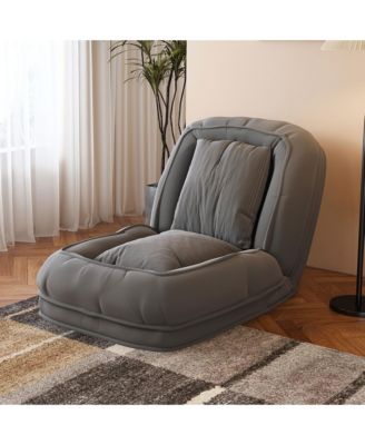 Foldable Lazy Sofa Bed, Corduroy Upholstered  Lounge Chair with 5 Adjustable Position for Living Room, Reading Room, Bedroom