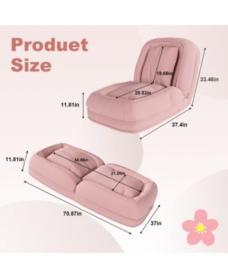 5-Position Adjustable Foldable Lazy Sofa Bed, Space-Saving Corduroy Upholstered Lounge Recliner, Multi-Scene Sleeper Chair for Living Room