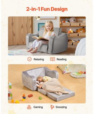 2-in-1 Kids Sofa Foldable Toddler Couch Convertible Chair and Lounger