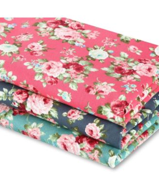 3 Pieces 3 Yards 62 Inch Floral Cotton Fabric Pattern Quilting Bundle Sewing Crafting DIY