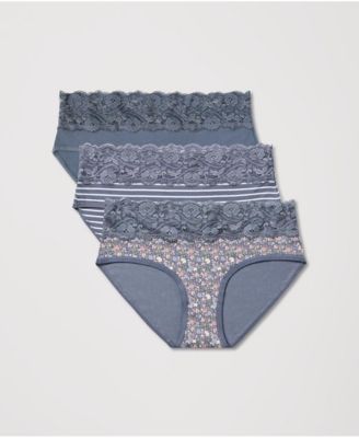 Women's Lace Waist Brief 3-Pack Made With Cotton