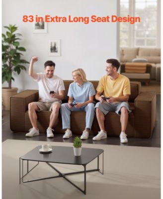 3-Seater Sofa, 83-Inch No Assembly Corduroy Couch with Memory Foam