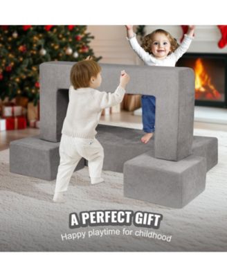 4Pcs Modular Kids Play Couch Toddler Sofa Bed for Playroom