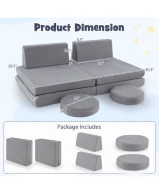 6 Piece Modular Kids Play Couch Set with Washable Covers