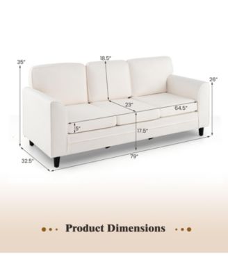 Upholstered Three Seat Sofa with Plush Back Cushions