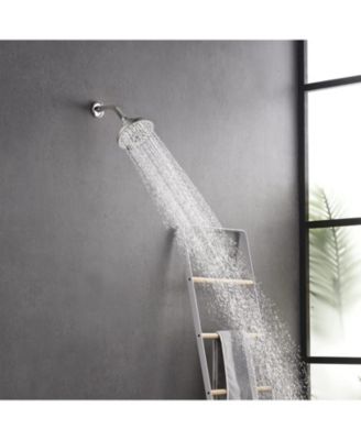 5 Inch Brushed Nickel High Pressure Fixed Shower Head 6 Spray Settings Rain Showerhead with Anti Clogging Nozzles Low Flow Easy Install