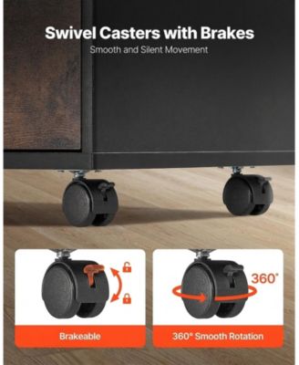 Wood File Cabinet, Mobile Lateral Filing Cabinet with Adjustable Shelves