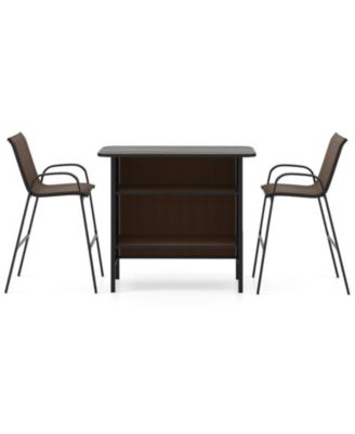 3-Piece Outdoor Bar Set with Fabric Chairs, Footrest, and 2-Tier Shelf