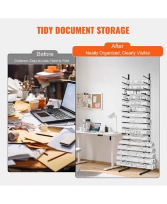 Blueprint Storage Rack, 16-Tier Hanging Poster Display, Roll File Holder