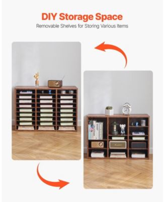 Literature Organizer, 27 Compartments, Wood Mailbox Sorter for File Storage