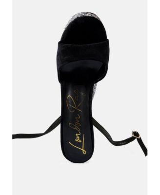 Womens Backstage Rhinestone Embellished Ultra High Platform Sandals