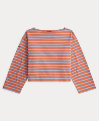 Women's Striped Long-Sleeve Boat Neck T-Shirt