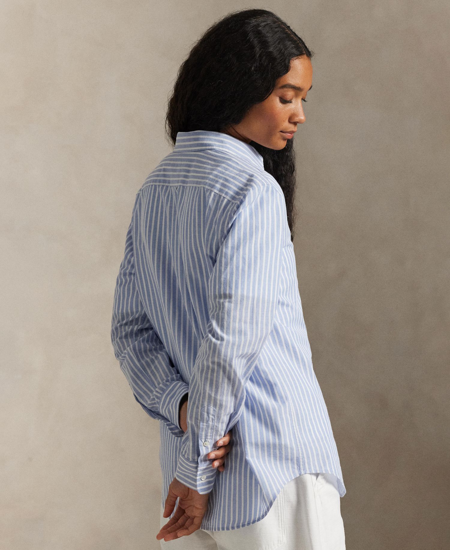 Women's Striped Long-Sleeve Button-Front Shirt