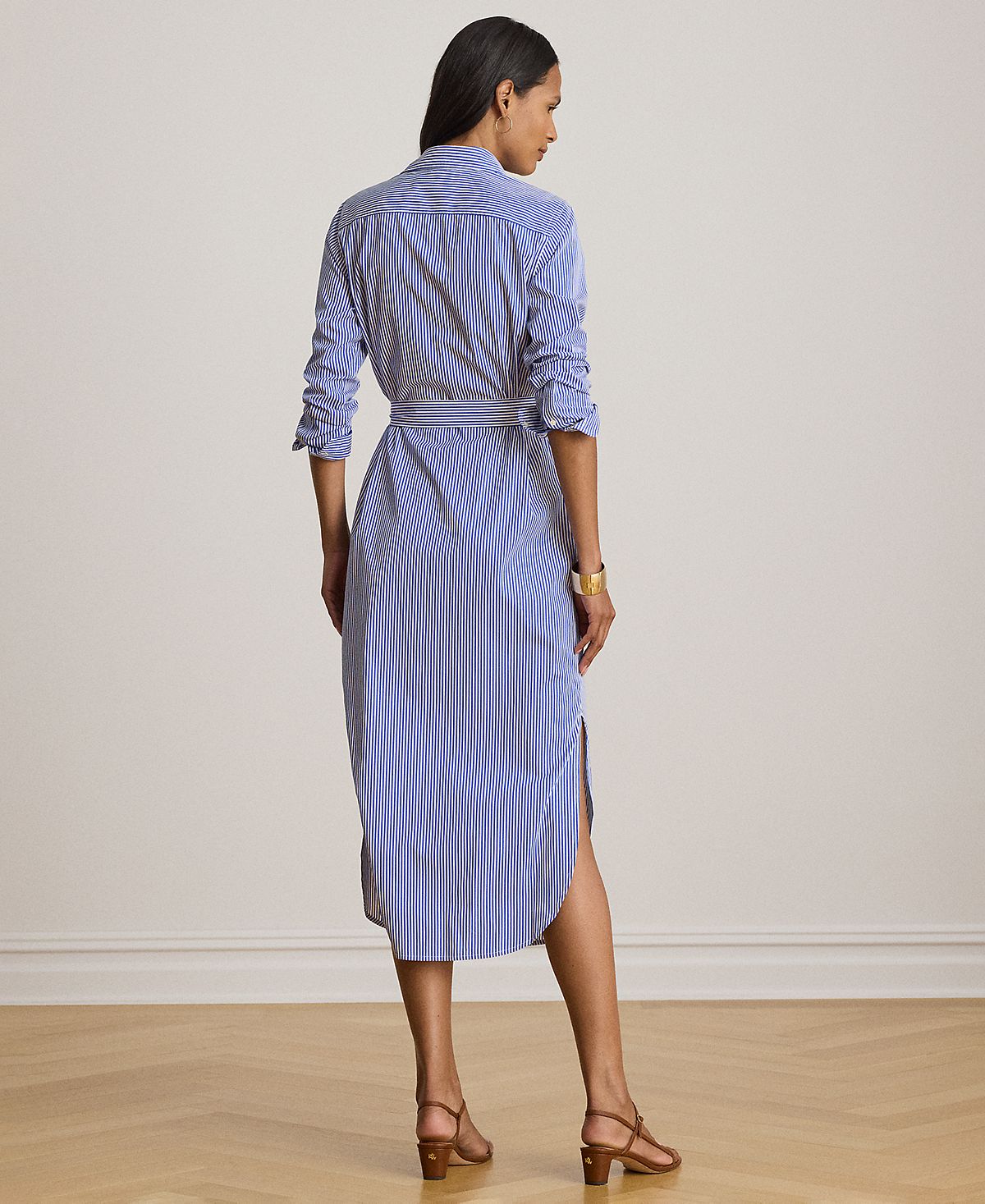 Lauren Ralph Lauren Women's Point Collar Striped Broadcloth Shirt-Dress view 5 — MAYCSS fashion products
