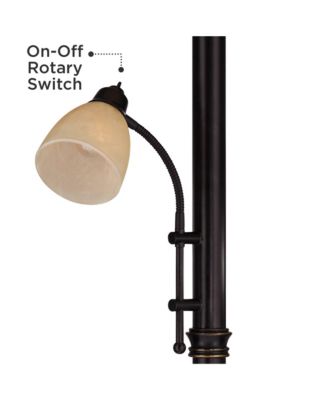 Garver Rustic Retro Torchiere Floor Lamp with Riser Tall Oil Rubbed Side Light Amber Glass for Living Room Reading