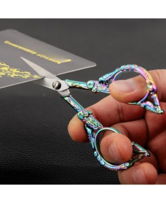 4.6” Vintage Detail Shears Sewing Embroidery Craft Artwork Needlework Yarn Handicraft DIY Tool Thread Snips Rainbow Bird