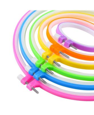 Embroidery Hoops Plastic Cross Hoop Ring Set 6 Pieces 15 Rings 3.4-10.4 Inch Multicolor