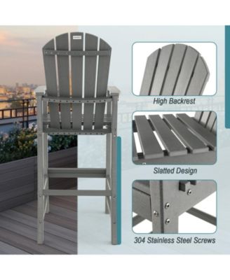  Outdoor Counter Height HDPE Bar Stool with Arms and Footrest