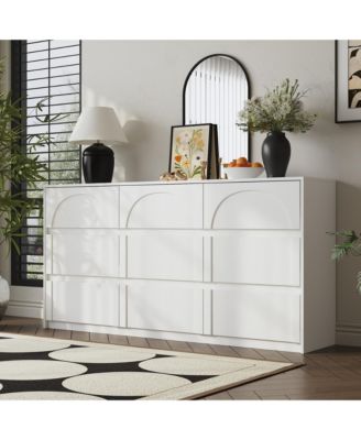 63" 9-Drawer Wooden Dresser with Elegant Design – Bedroom Storage Chest
