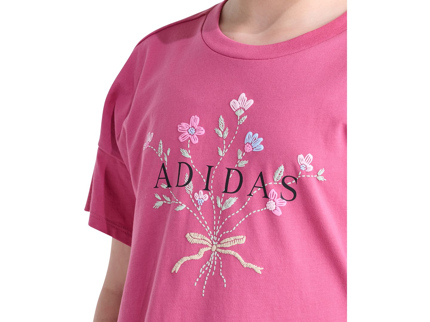 Футболка adidas Drop Shoulder Short-Sleeve T-Shirt для девочек, цвет: Пурпурный — фото 3