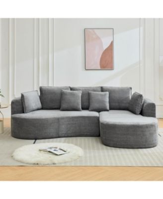 Sectional Cloud Modular Modern Curved Sofa with Chaise Lounge Chenille Fabric Convertible Compression Sleeper Sofa