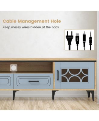 Farmhouse TV Stand for TVs up to 80 in with Two Drawers