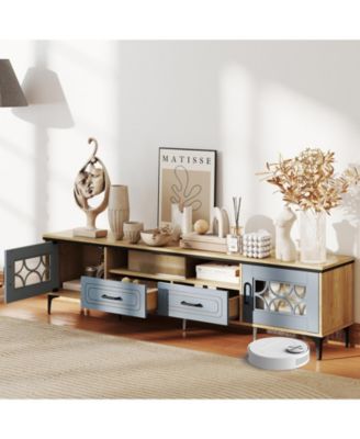 Farmhouse TV Stand for TVs up to 80 in with Two Drawers