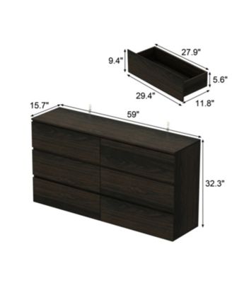 6-Drawers Wood Chest of Drawer Cabinet Organizer Dresser