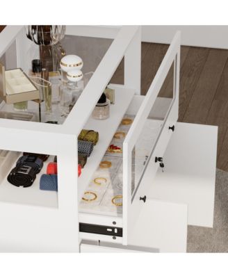  Storage/Display Cabinet with Glass Top , Bedroom Dresser Armoire Island